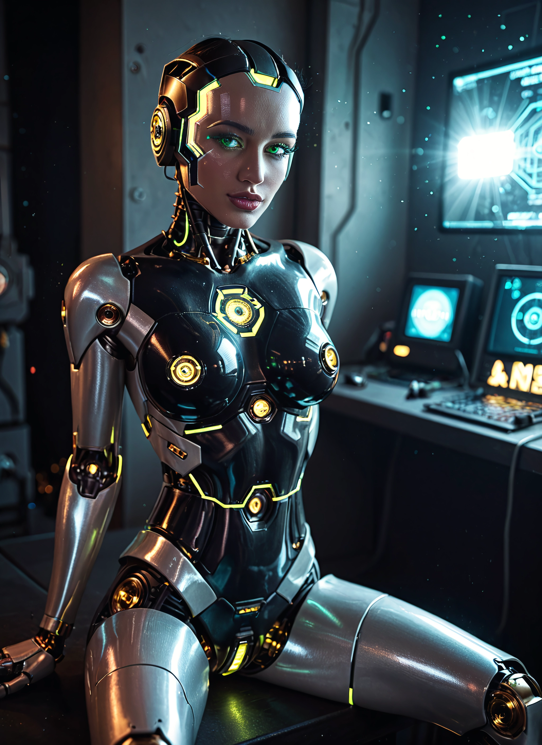 1girl, solo, looking at viewer, joints, breasts, sitting · Yamete.gg