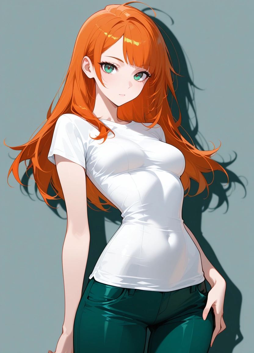 1girl, solo, long hair, breasts, pants, shirt · Yamete.gg