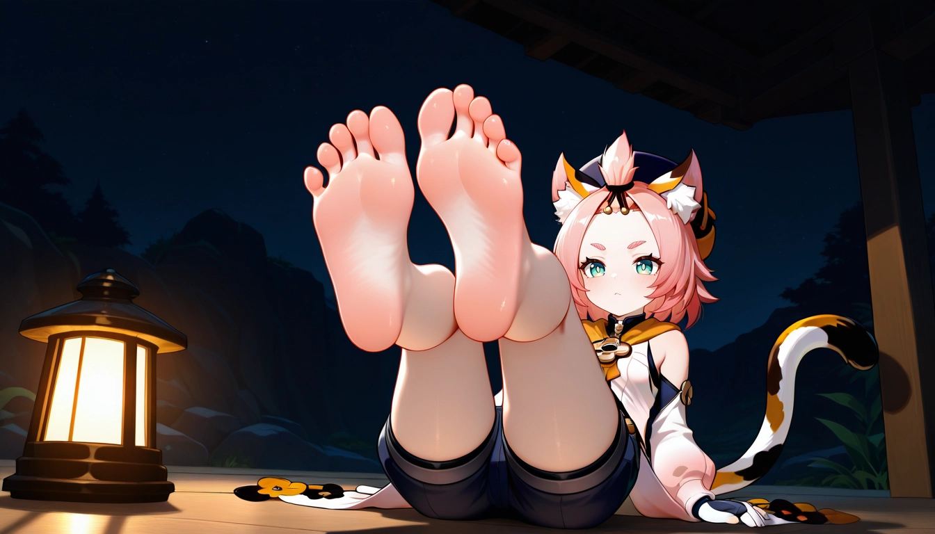 diona (genshin impact), animal ears, 1girl, barefoot, cat ears, tail · Yamete.gg
