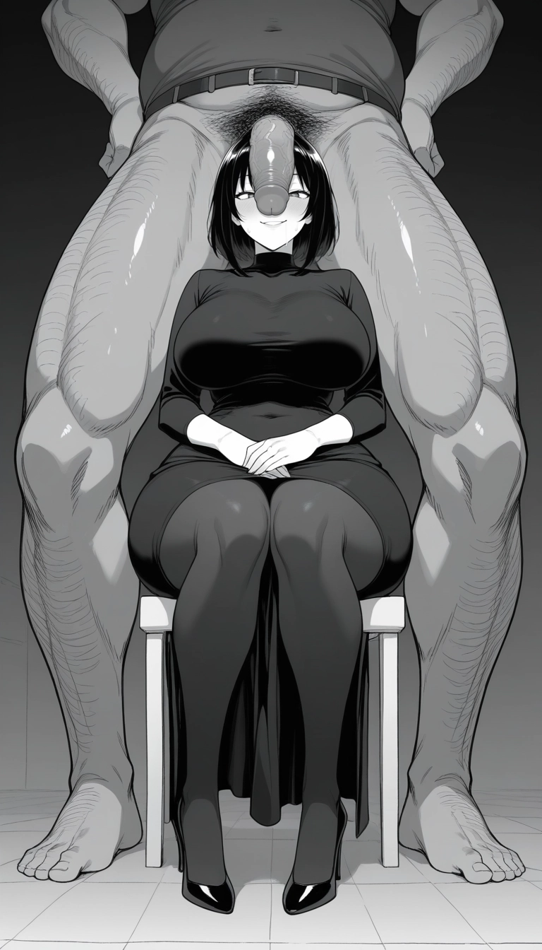 1girl, monochrome, greyscale, 1boy, breasts, penis · Yamete.gg