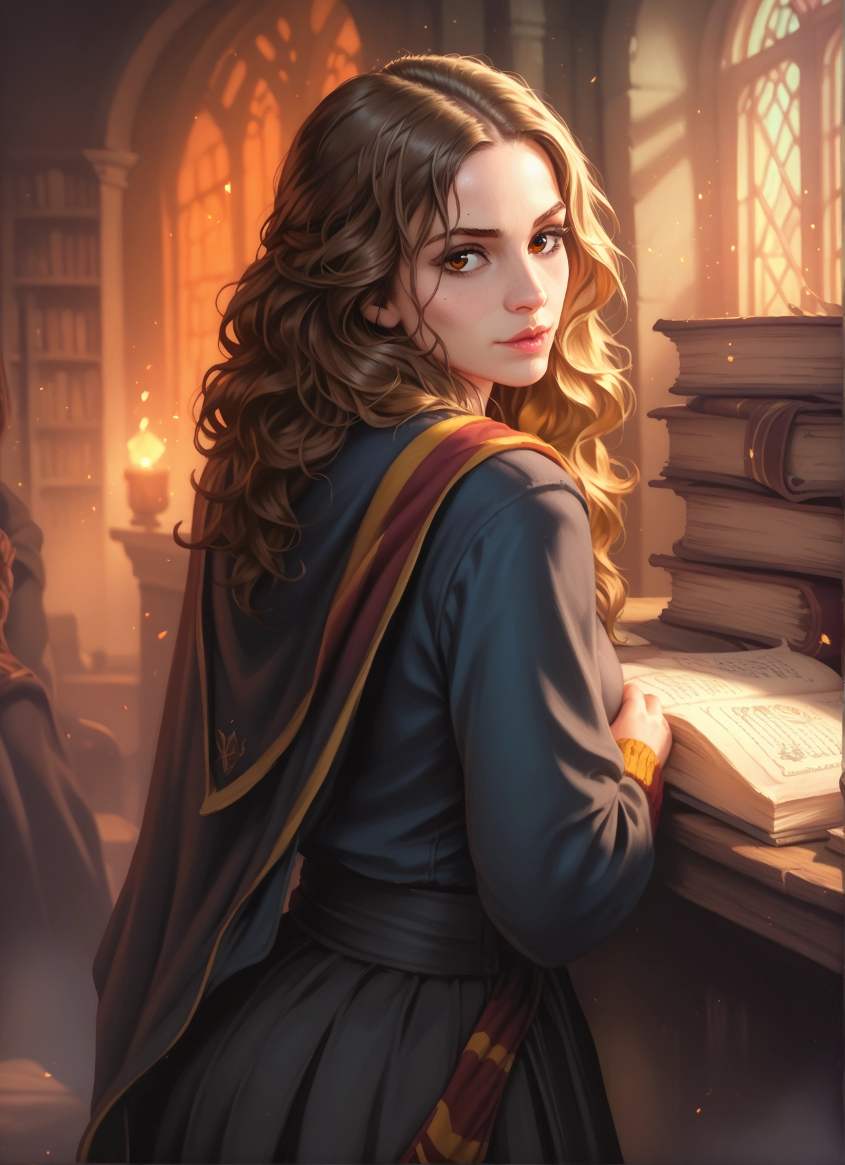 1girl, book, looking at viewer, long hair, indoors, candle · Yamete.gg