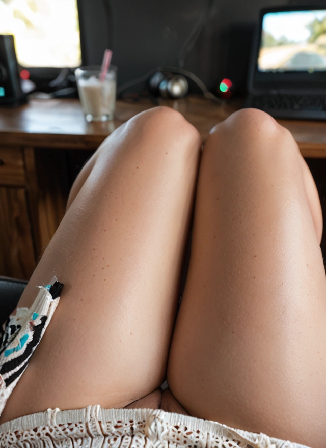 1girl, solo, photo (medium), headphones, cup, sitting · Yamete.gg