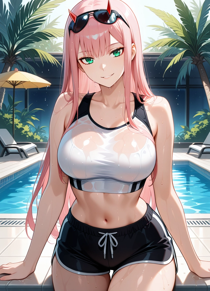 1girl, solo, horns, breasts, zero two (darling in the franxx), looking at viewer · Yamete.gg
