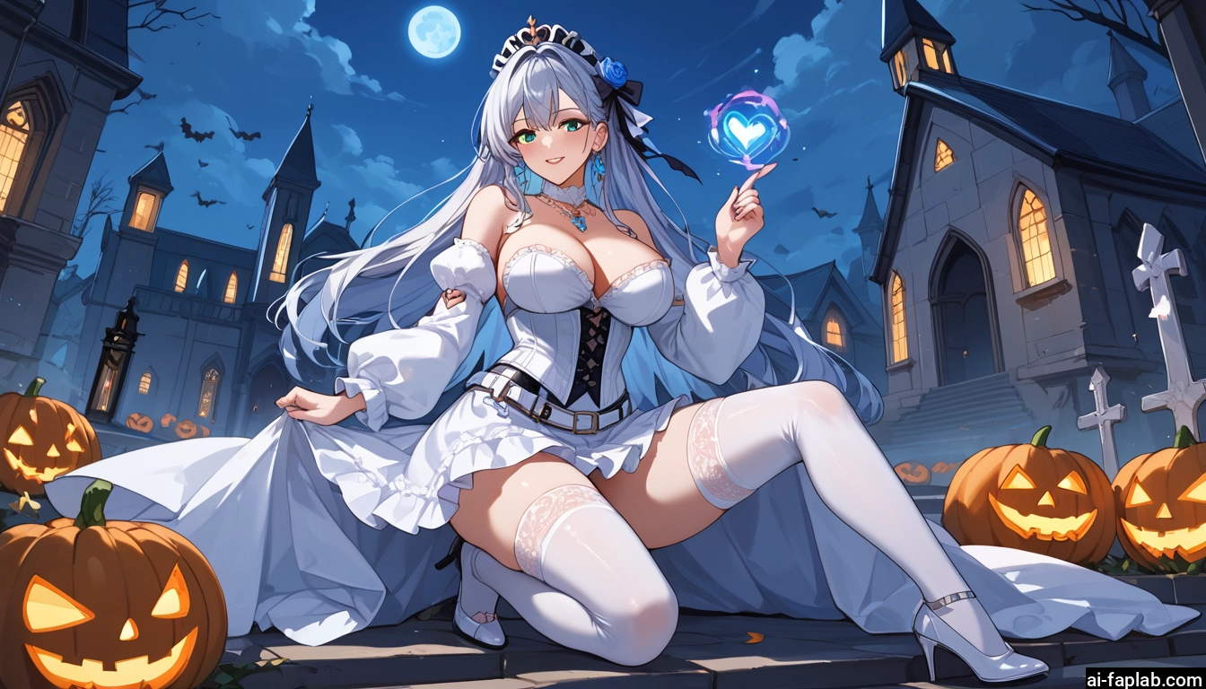 1girl, breasts, thighhighs, moon, large breasts, high heels · Yamete.gg
