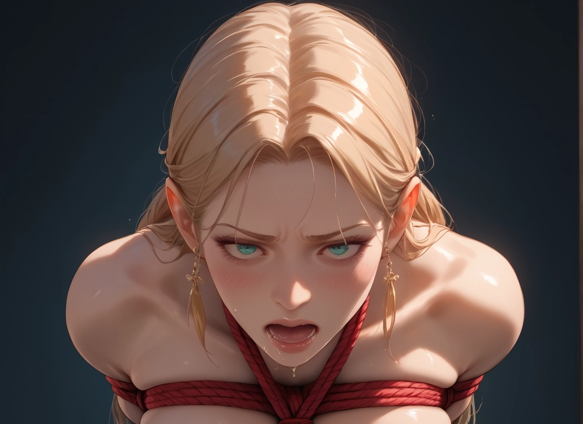 1girl, blonde hair, bdsm, bound, jewelry, solo · Yamete.gg