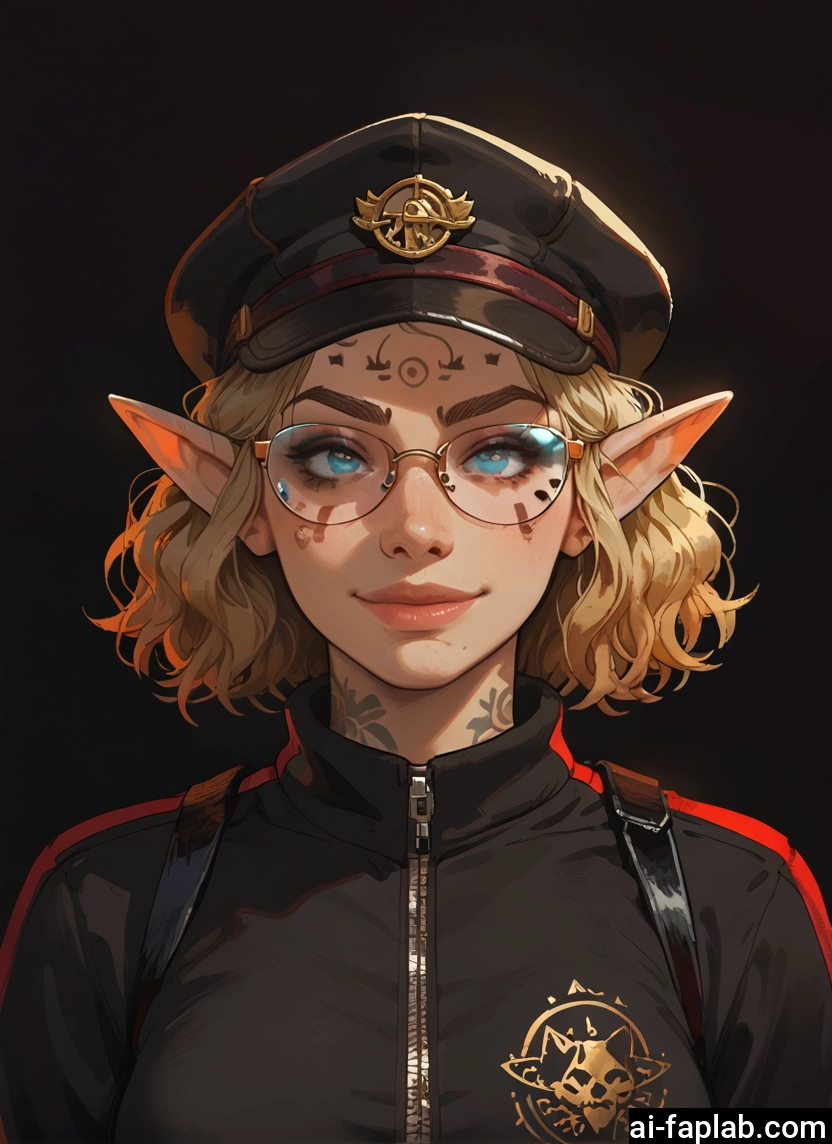 1girl, solo, pointy ears, blonde hair, hat, glasses · Yamete.gg