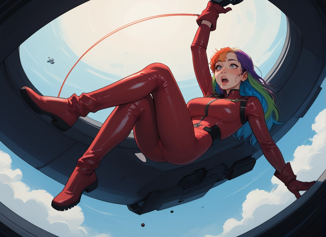 1girl, multicolored hair, gloves, open mouth, purple hair, two-tone hair · Yamete.gg