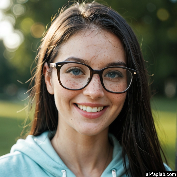 1girl, solo, glasses, smile, blue eyes, looking at viewer · Yamete.gg