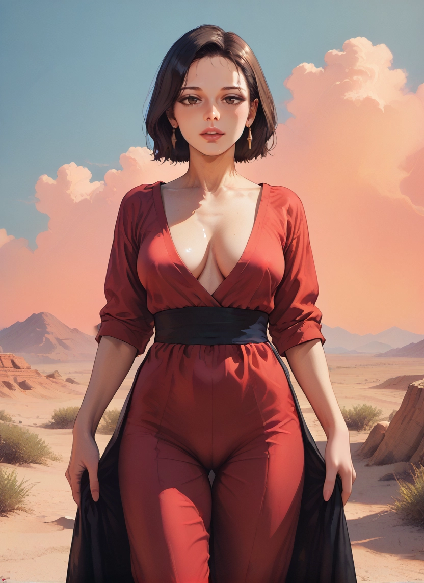 1girl, breasts, solo, jewelry, brown hair, earrings · Yamete.gg
