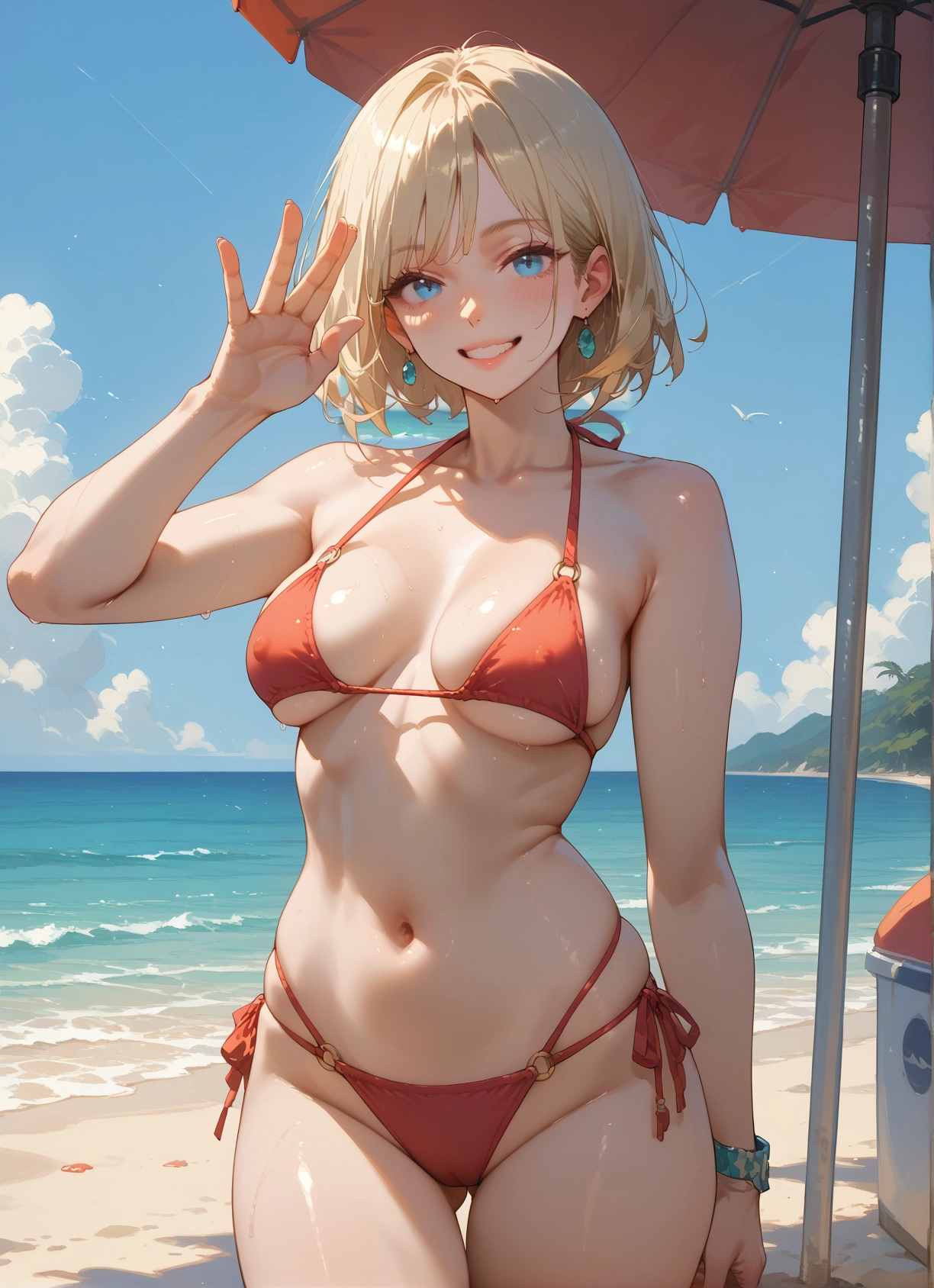 1girl, swimsuit, breasts, bikini, solo, blue eyes · Yamete.gg