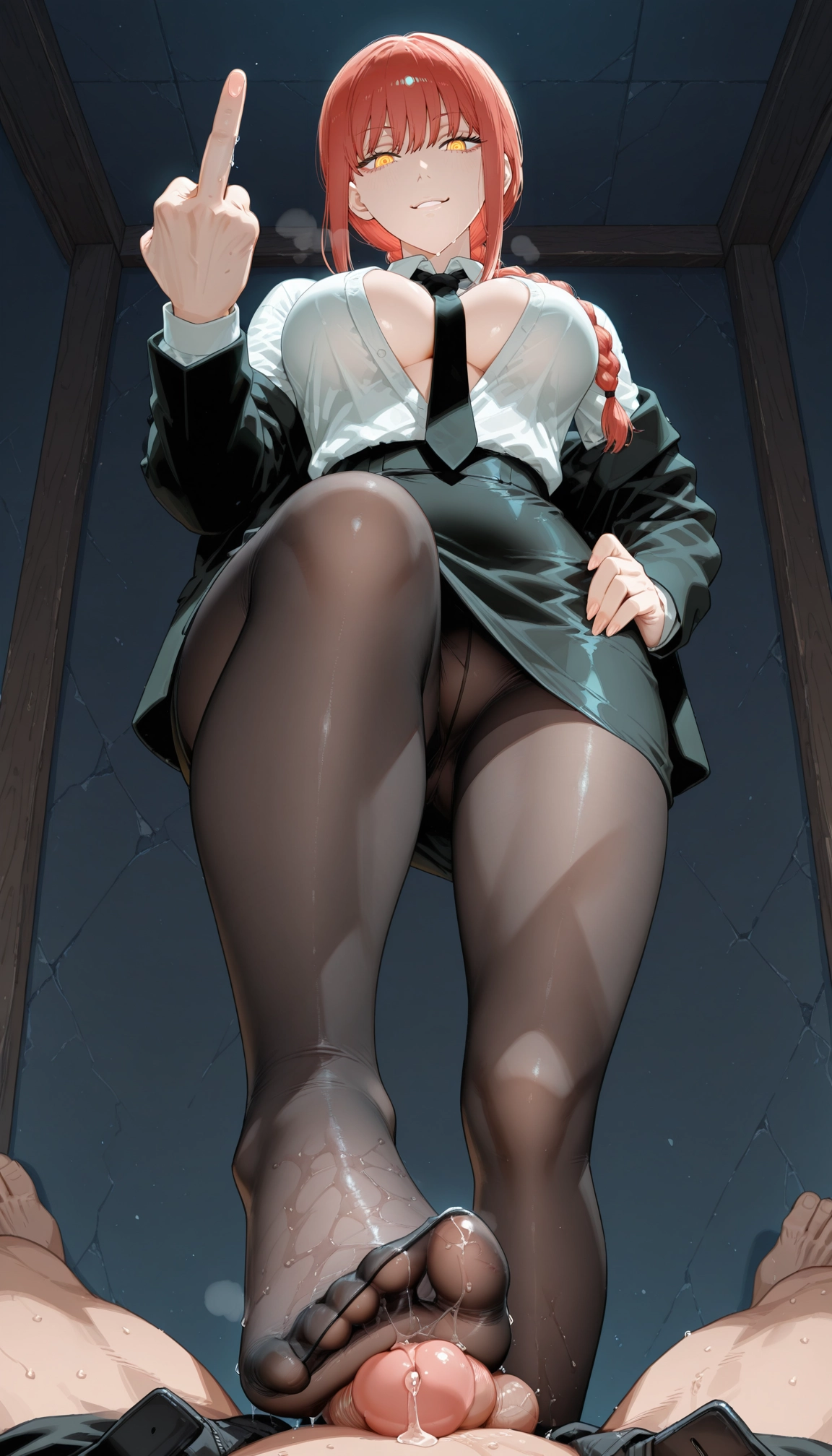 1girl, footjob, femdom, feet, stepped on, breasts · Yamete.gg