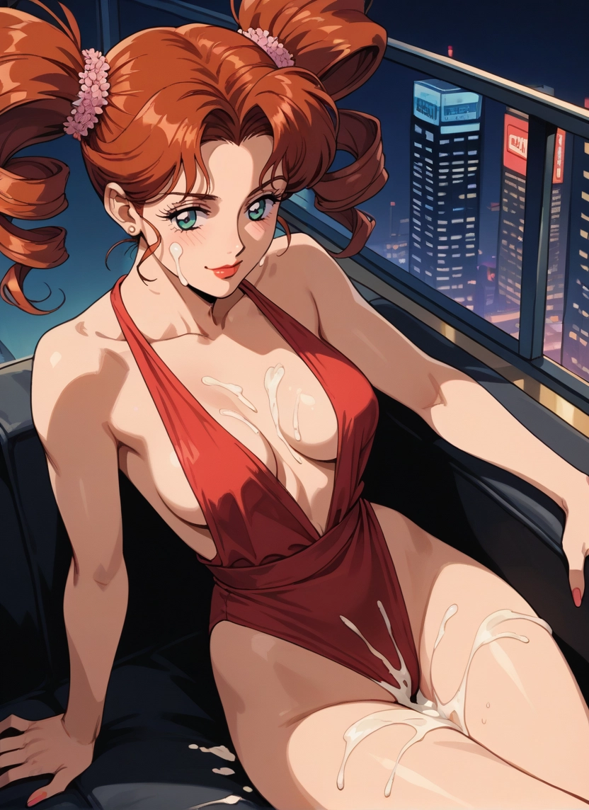 1girl, breasts, solo, cum, twintails, cum on body · Yamete.gg