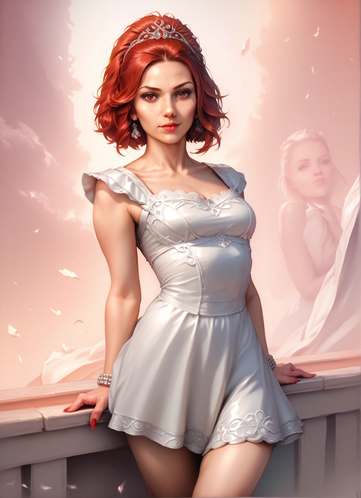 dress, jewelry, breasts, 1girl, earrings, tiara · Yamete.gg