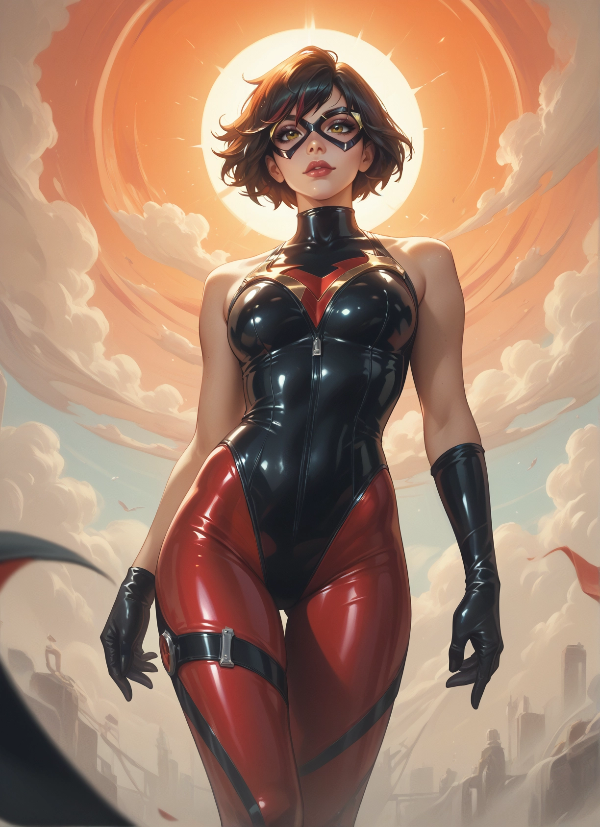 1girl, gloves, solo, short hair, mask, bodysuit · Yamete.gg