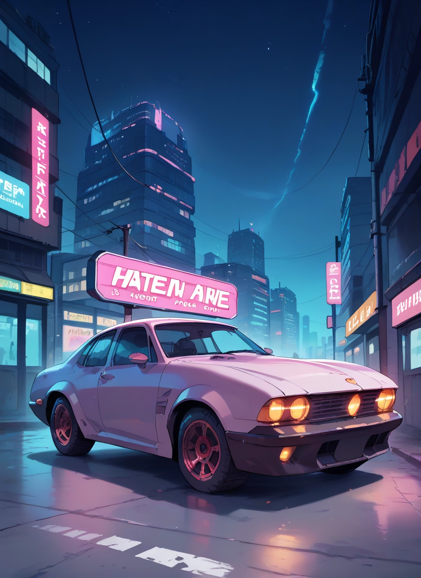 car, ground vehicle, motor vehicle, night, vehicle focus, no humans · Yamete.gg