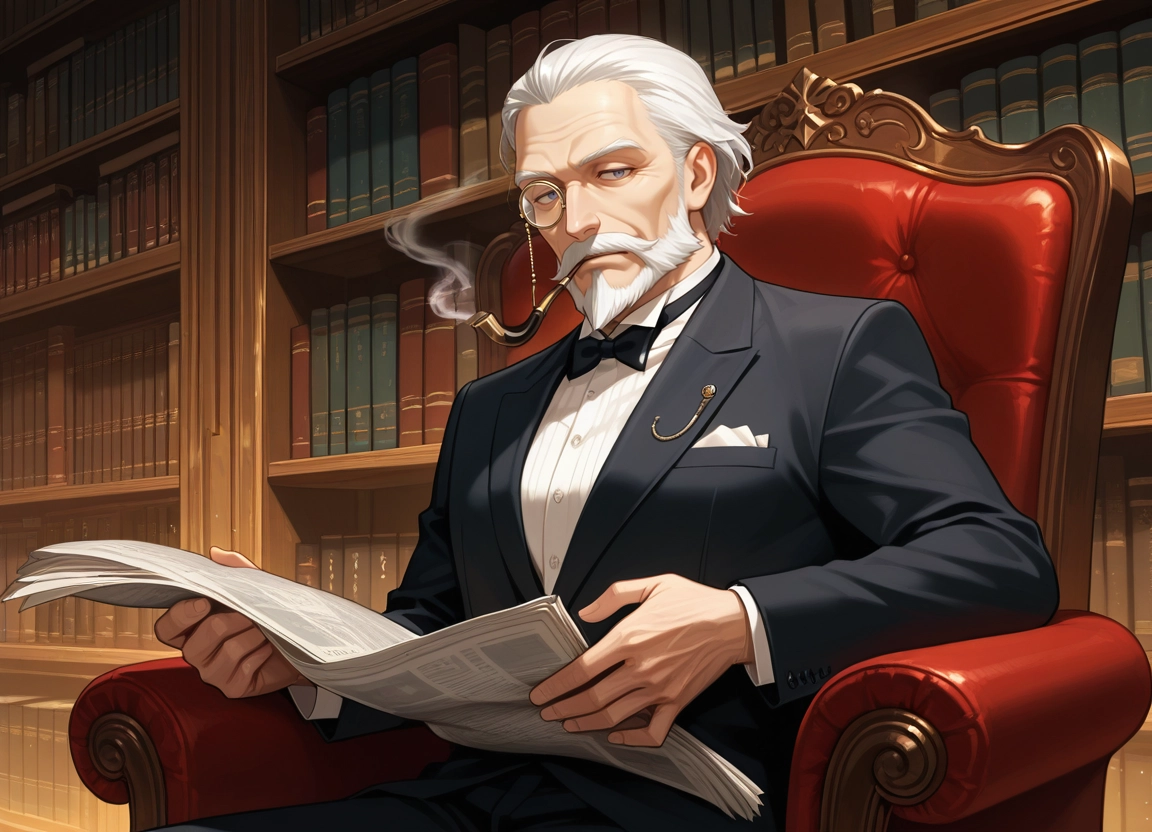 1boy, male focus, solo, bowtie, white hair, bow · Yamete.gg