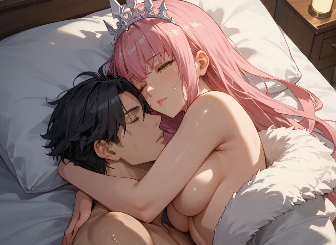 1girl, 1boy, pink hair, breasts, long hair, hetero · Yamete.gg