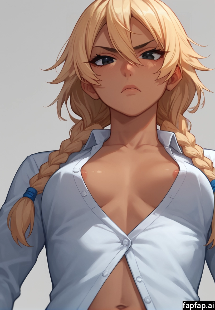 1girl, breasts, solo, twin braids, braid, shirt