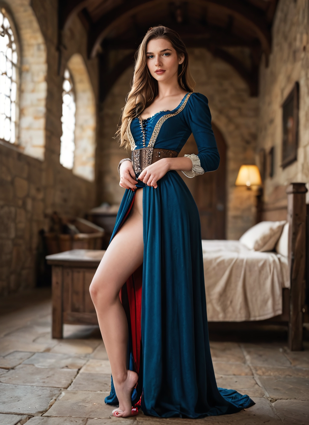 1girl, solo, dress, long hair, blonde hair, blue eyes · Yamete.gg