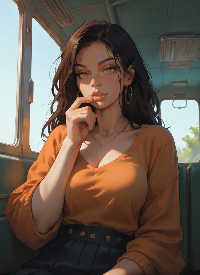 1girl, jewelry, earrings, breasts, solo, skirt · Yamete.gg