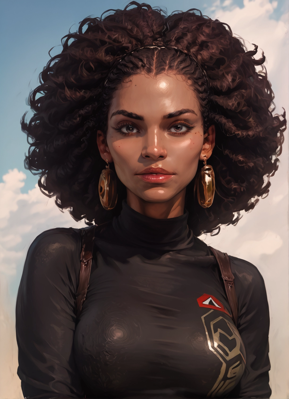 1girl, solo, jewelry, earrings, looking at viewer, brown eyes · Yamete.gg