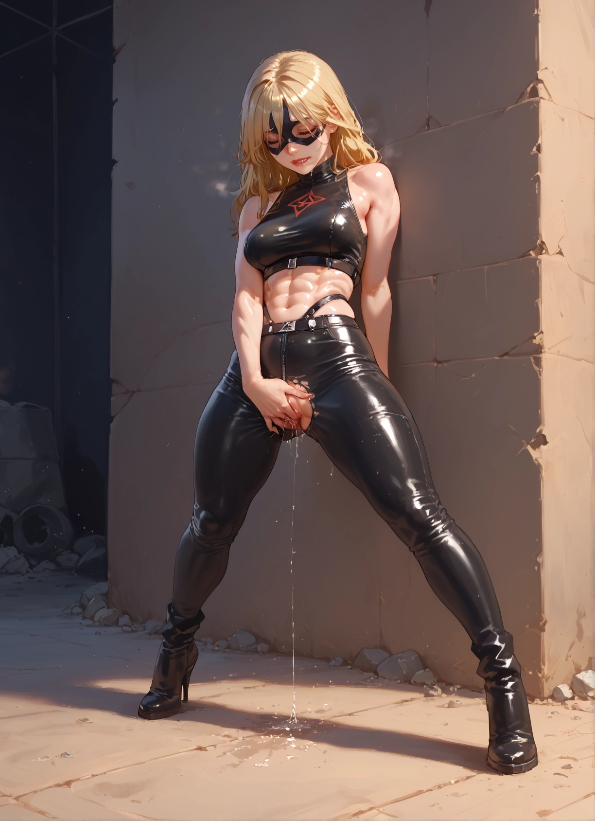 1girl, solo, blonde hair, high heels, abs, pants · Yamete.gg
