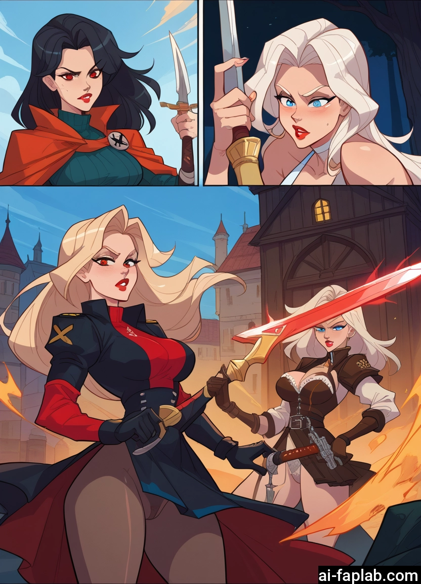 multiple girls, weapon, sword, blue eyes, 2girls, black hair
