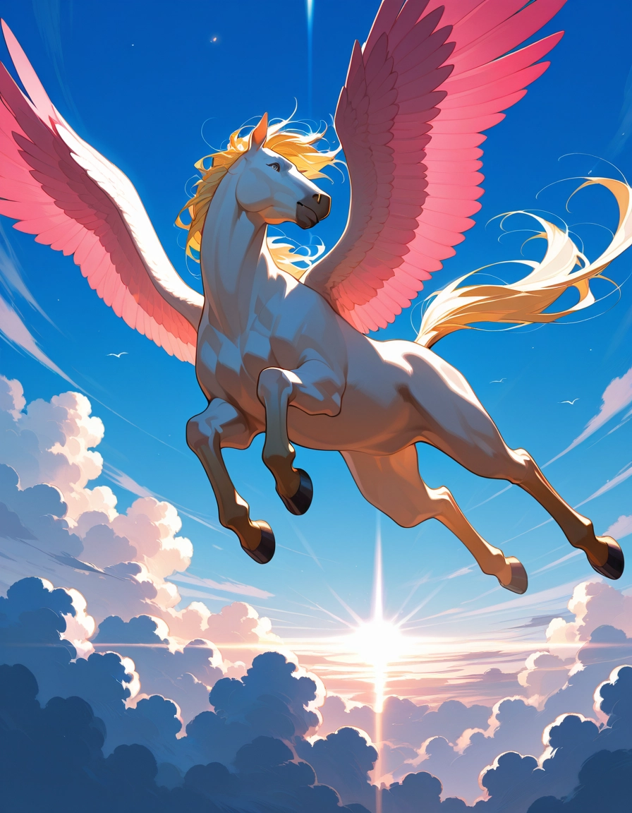 no humans, sky, cloud, sun, animal focus, blue sky · Yamete.gg