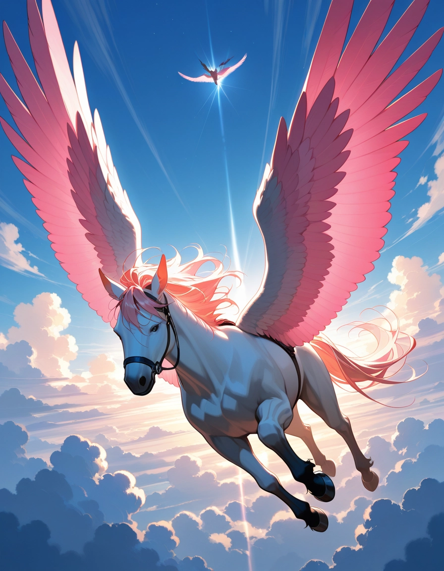 sky, no humans, cloud, pegasus, horse, day · Yamete.gg