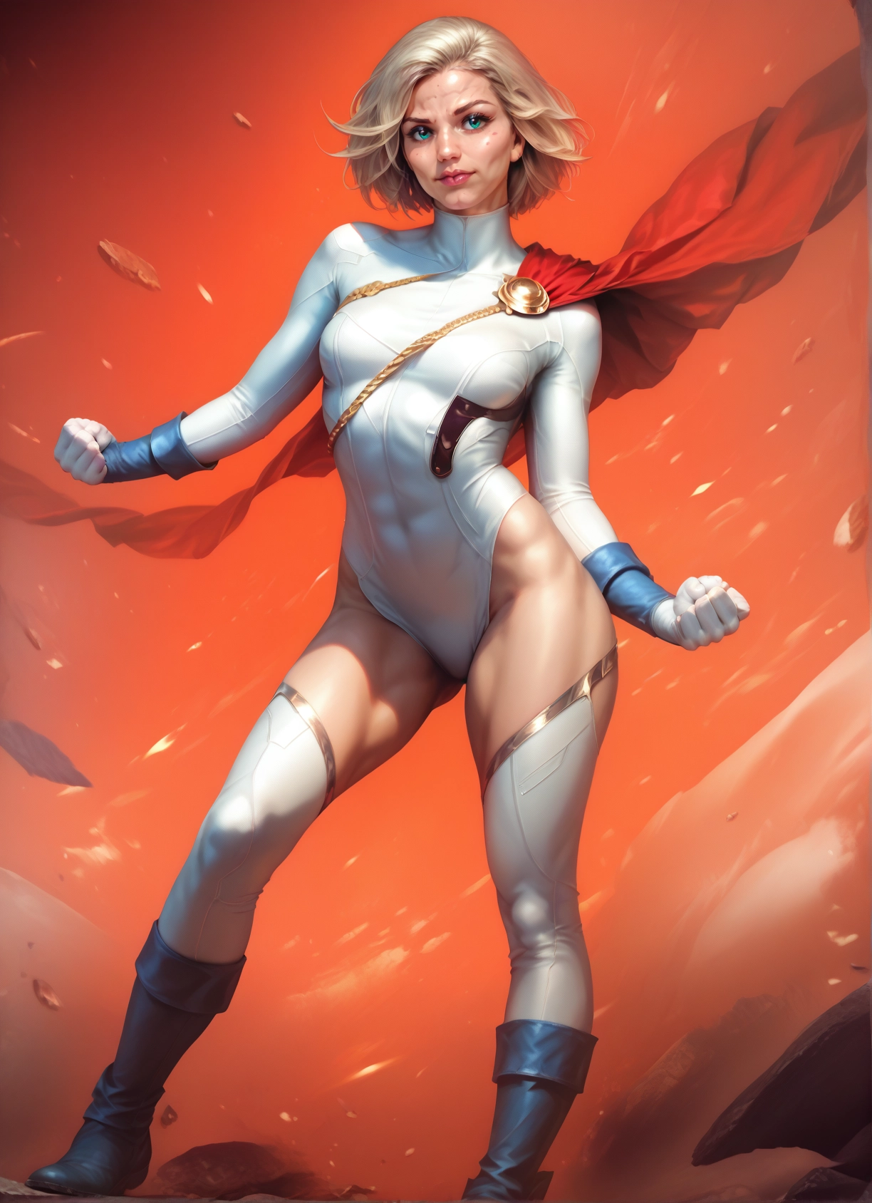1girl, solo, leotard, cape, blue eyes, blonde hair · Yamete.gg