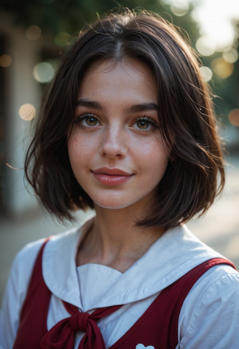 1girl, solo, realistic, freckles, blurry background, blurry · Yamete.gg