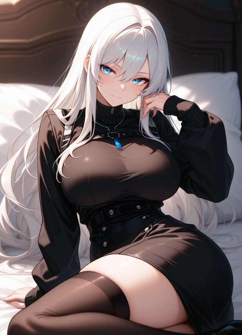 1girl, breasts, solo, large breasts, long hair, thighhighs · Yamete.gg