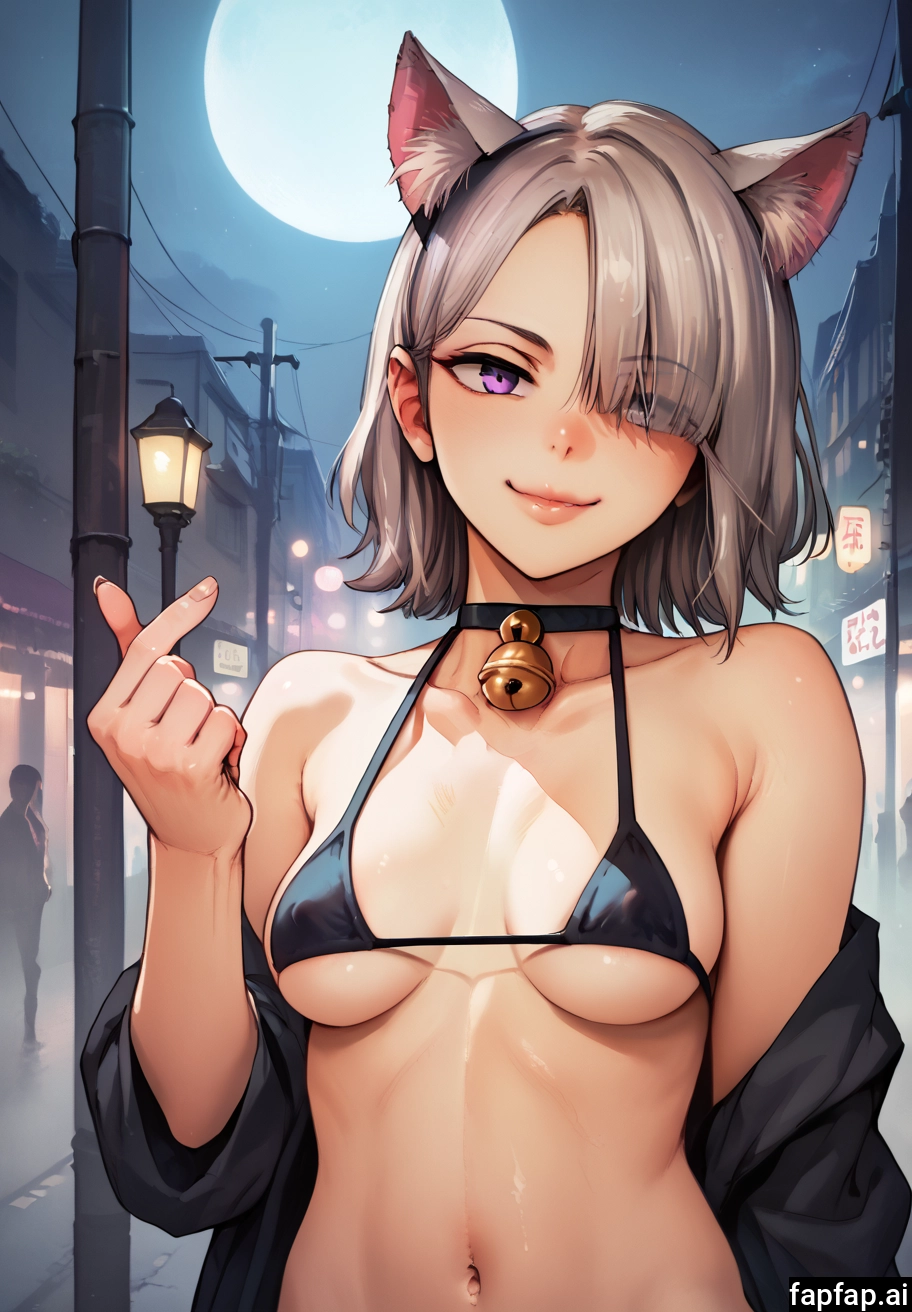 animal ears, breasts, 1girl, bell, swimsuit, bikini · Yamete.gg