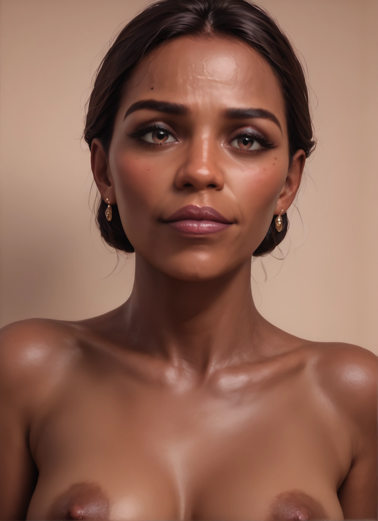1girl, solo, jewelry, nipples, earrings, breasts · Yamete.gg