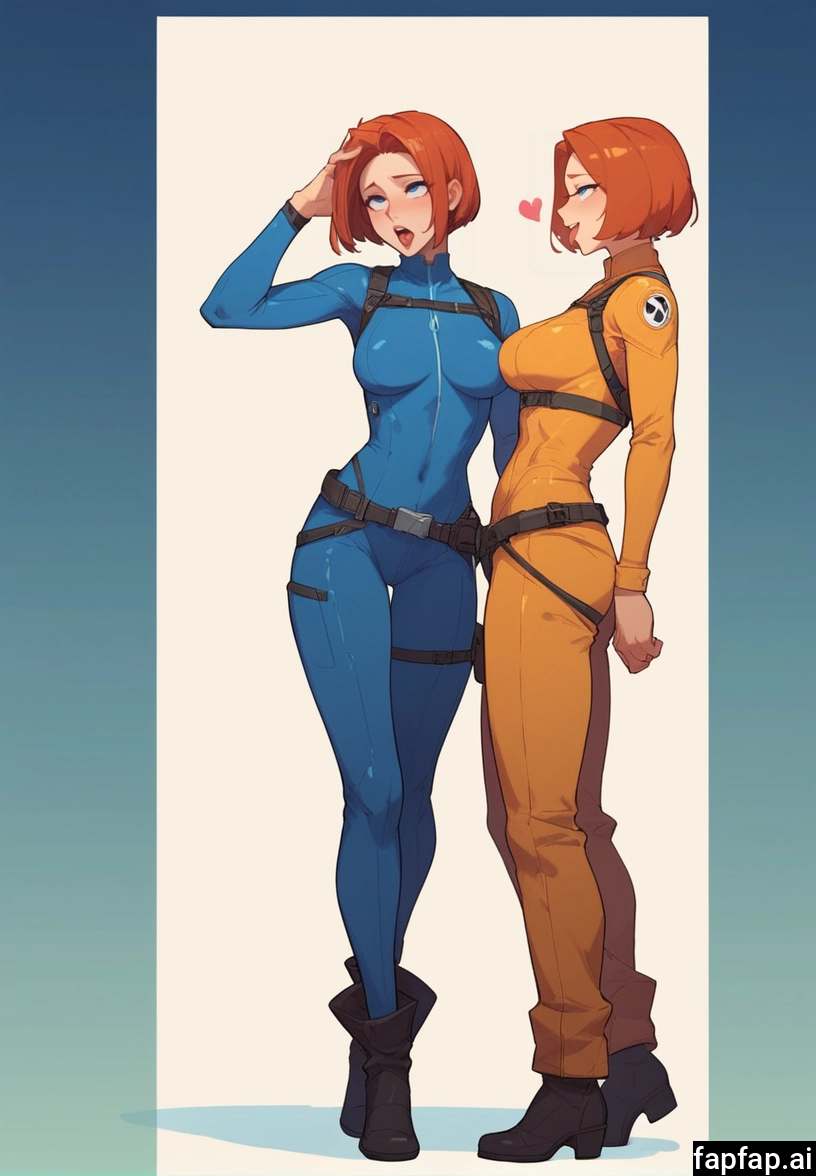 breasts, multiple girls, 2girls, bodysuit, short hair, blue eyes · Yamete.gg