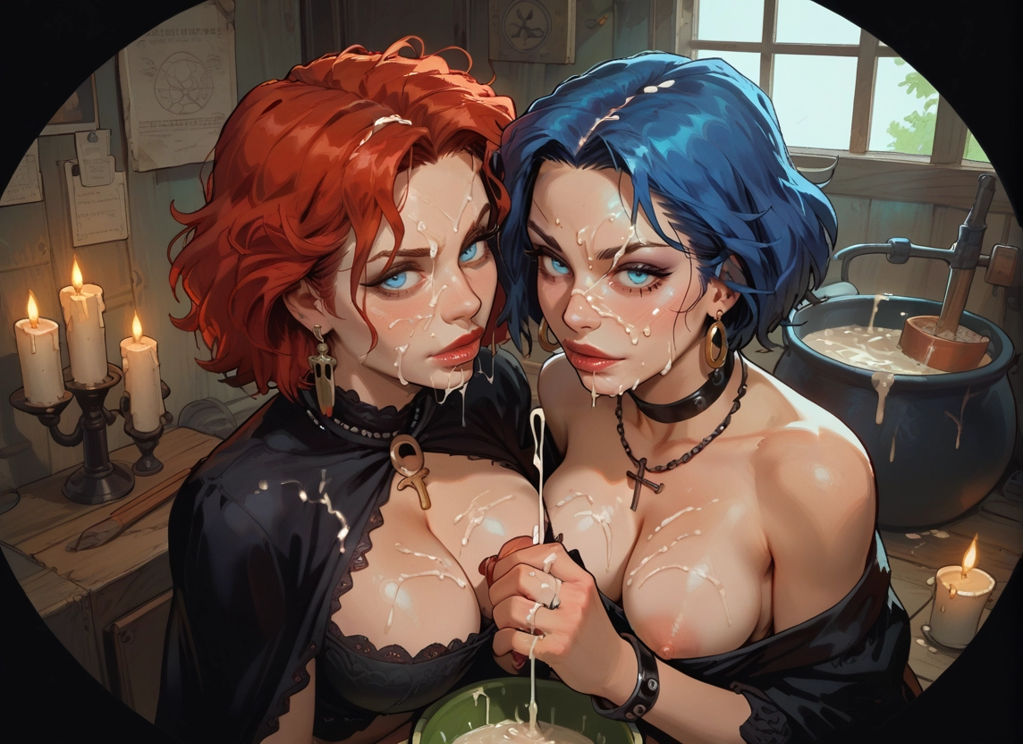 breasts, multiple girls, 2girls, jewelry, earrings, blue eyes · Yamete.gg