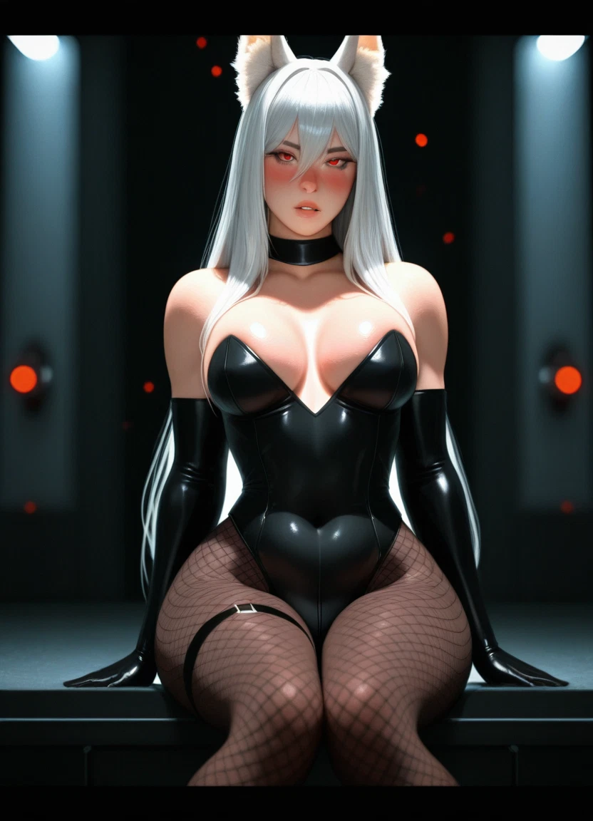 1girl, breasts, gloves, animal ears, elbow gloves, red eyes · Yamete.gg