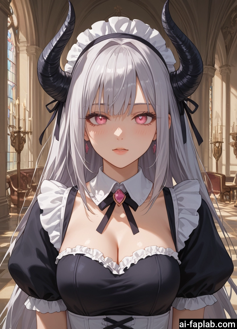 1girl, breasts, horns, cleavage, solo, jewelry · Yamete.gg