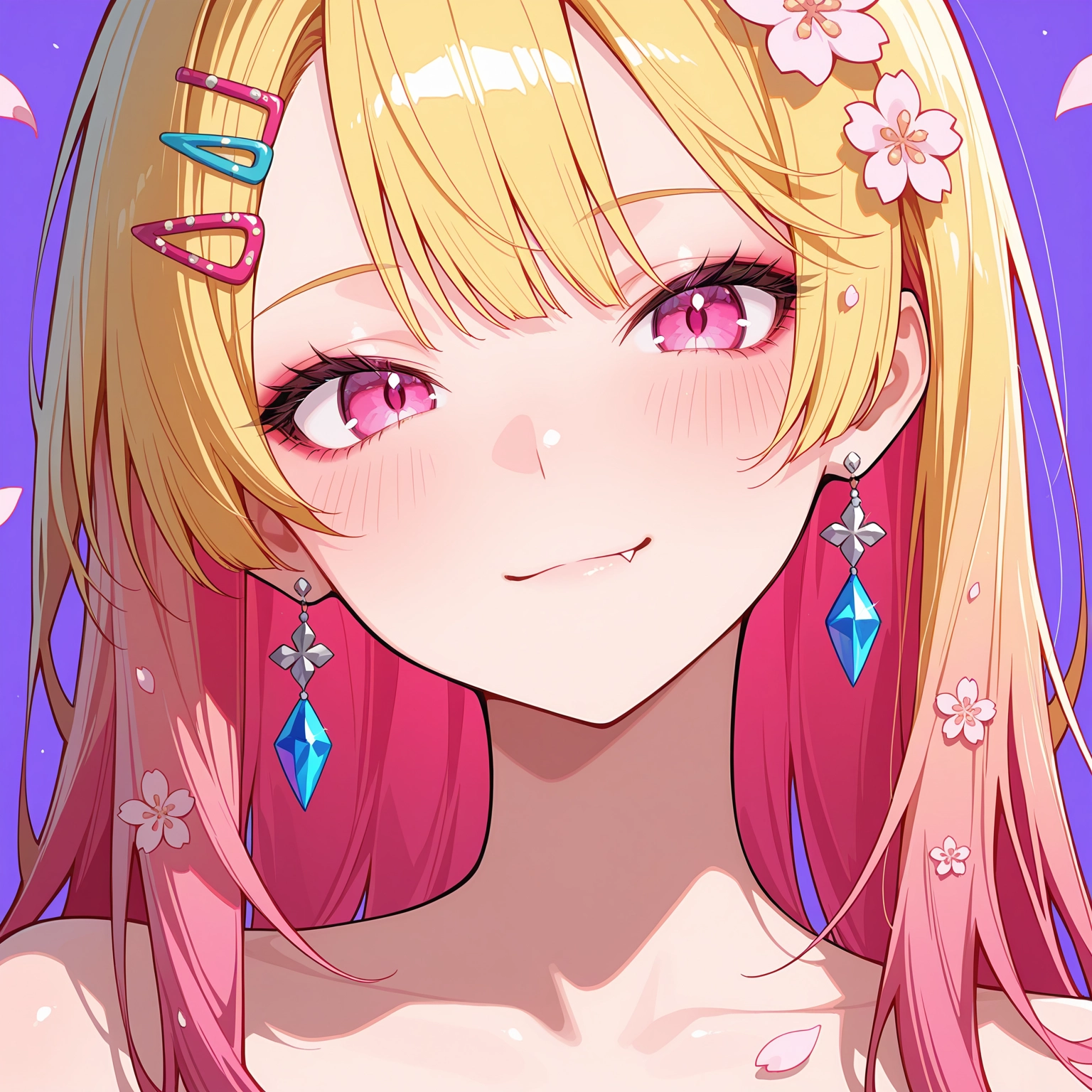 1girl, hair ornament, solo, earrings, jewelry, blonde hair · Yamete.gg