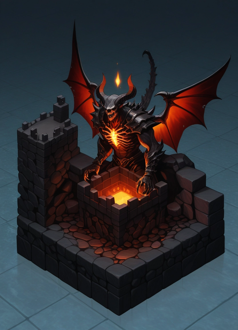 wings, horns, tail, armor, fire, solo · Yamete.gg