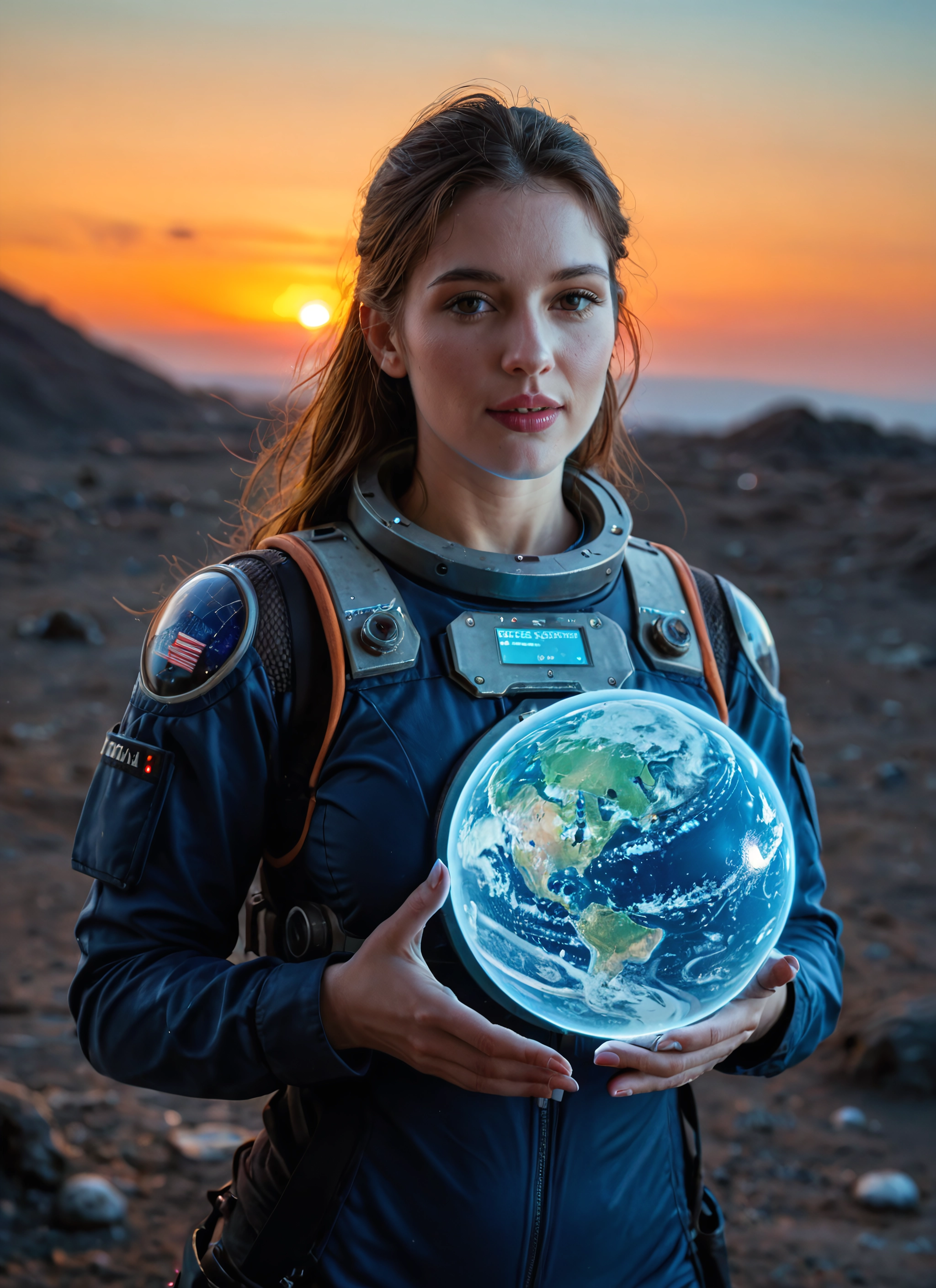 1girl, solo, planet, earth (planet), long hair, looking at viewer · Yamete.gg