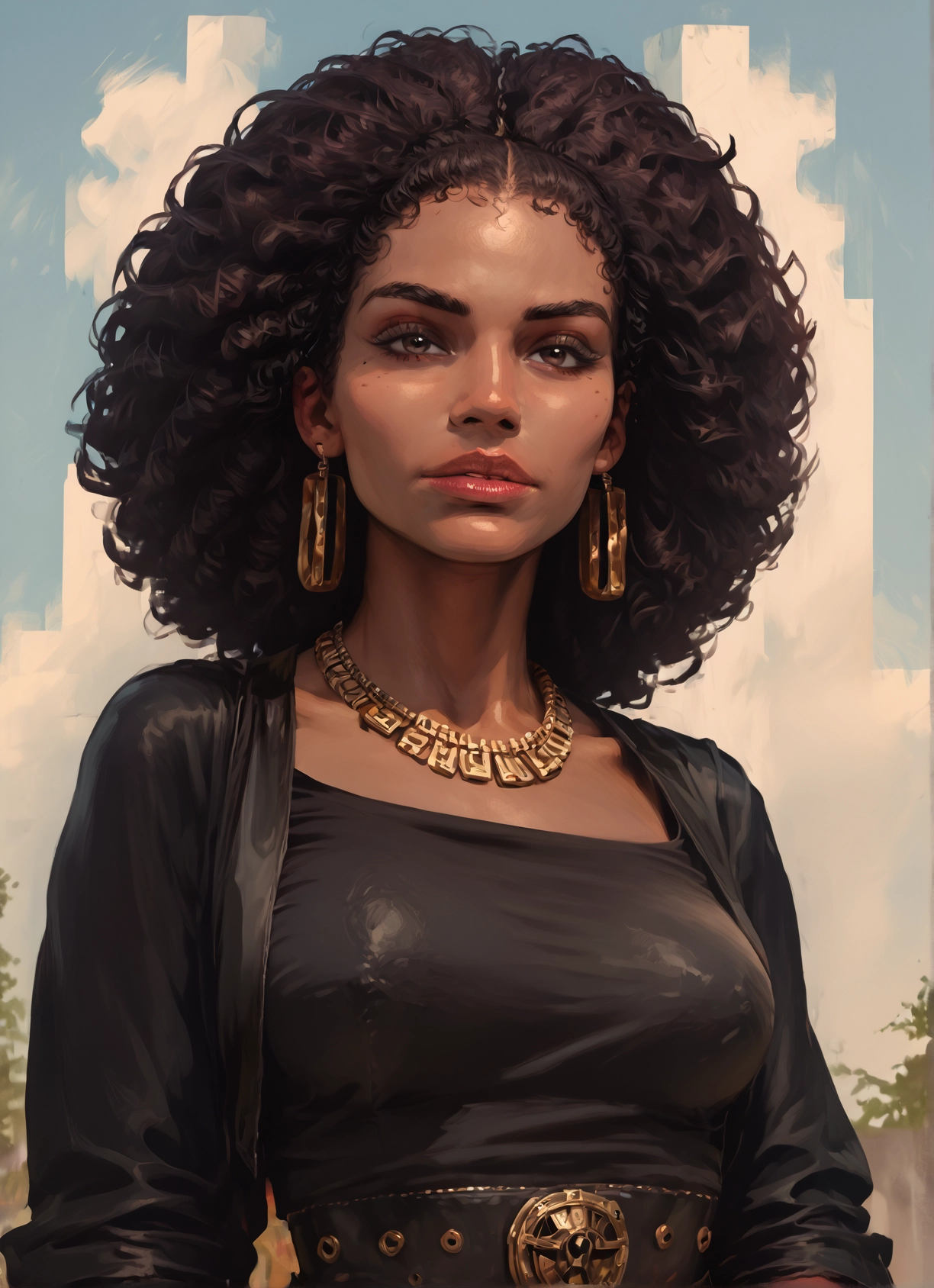 1girl, solo, jewelry, earrings, necklace, breasts · Yamete.gg