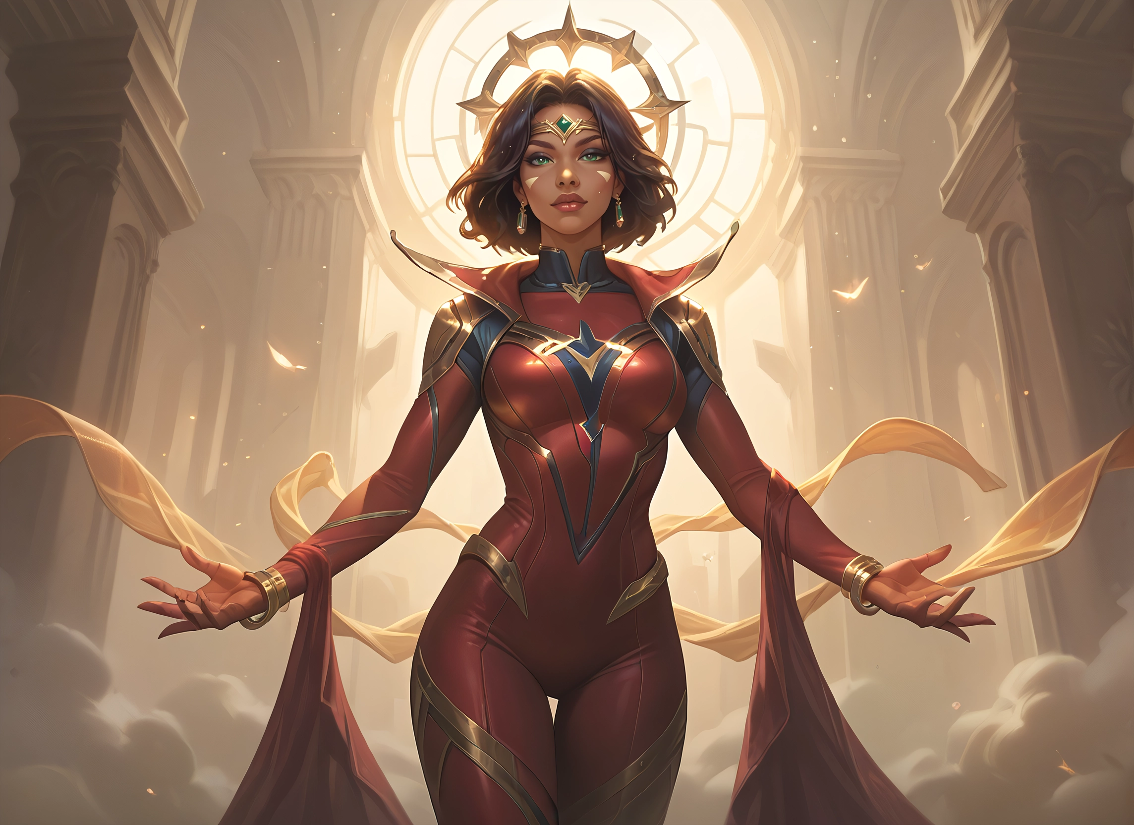 1girl, solo, jewelry, bodysuit, earrings, breasts · Yamete.gg