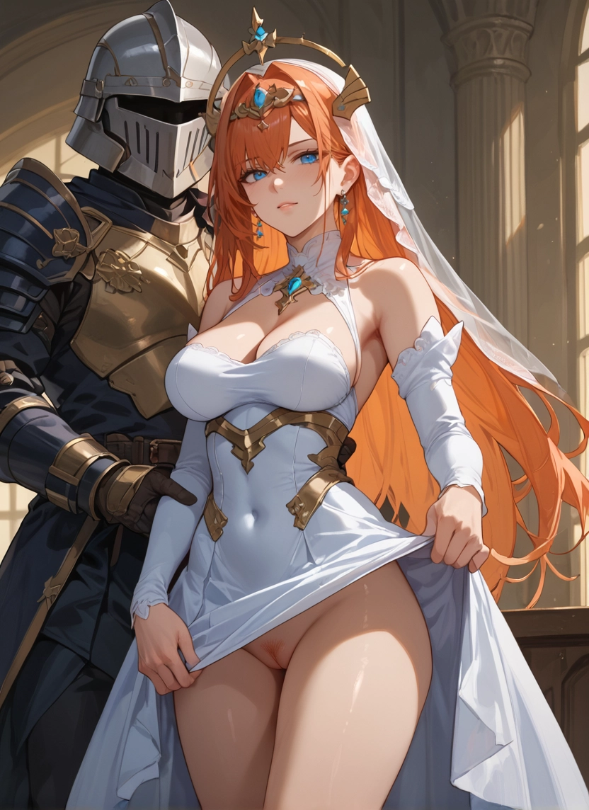 breasts, 1girl, long hair, dress, blue eyes, pussy · Yamete.gg