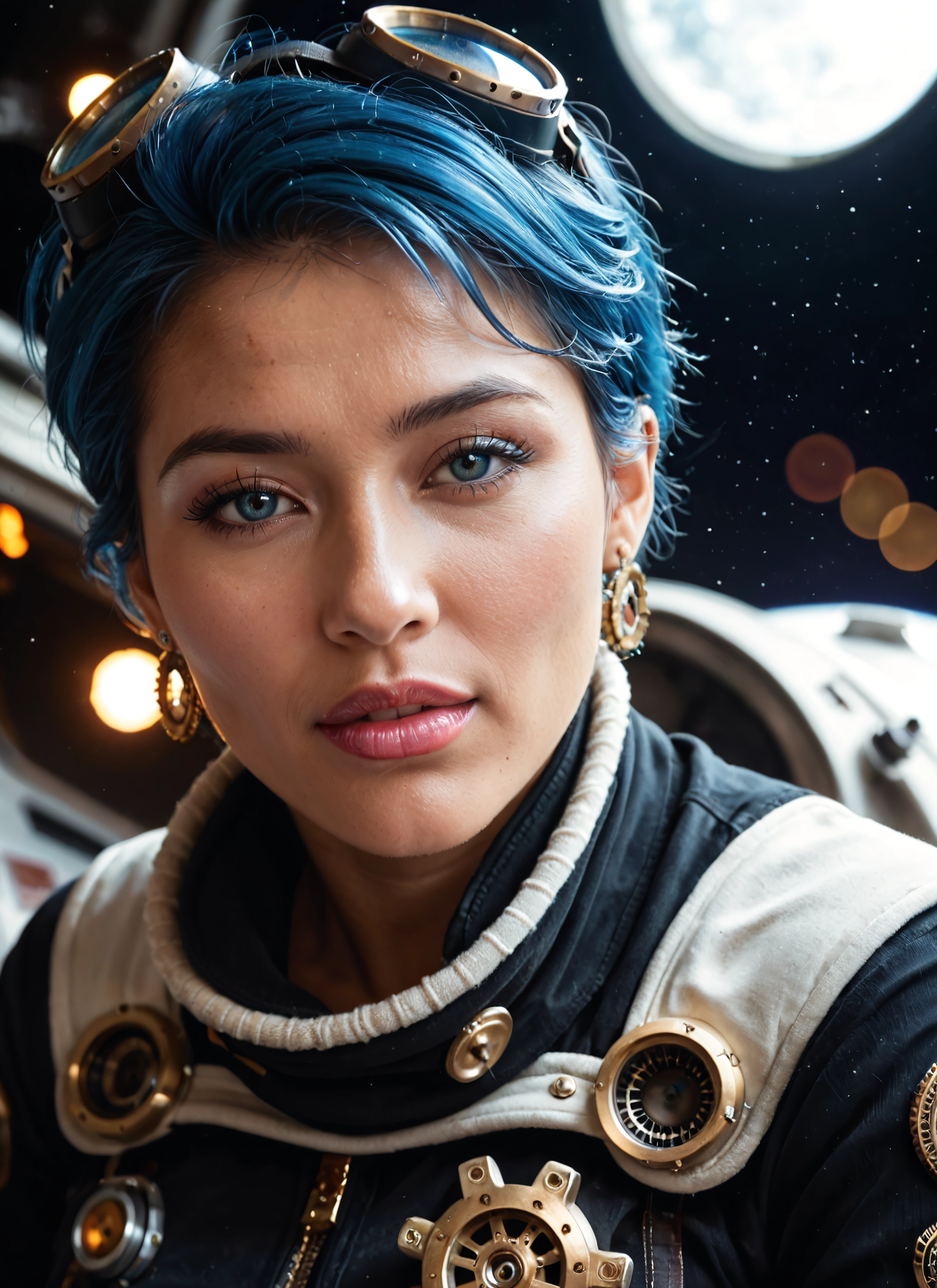 1girl, solo, jewelry, goggles, earrings, short hair · Yamete.gg