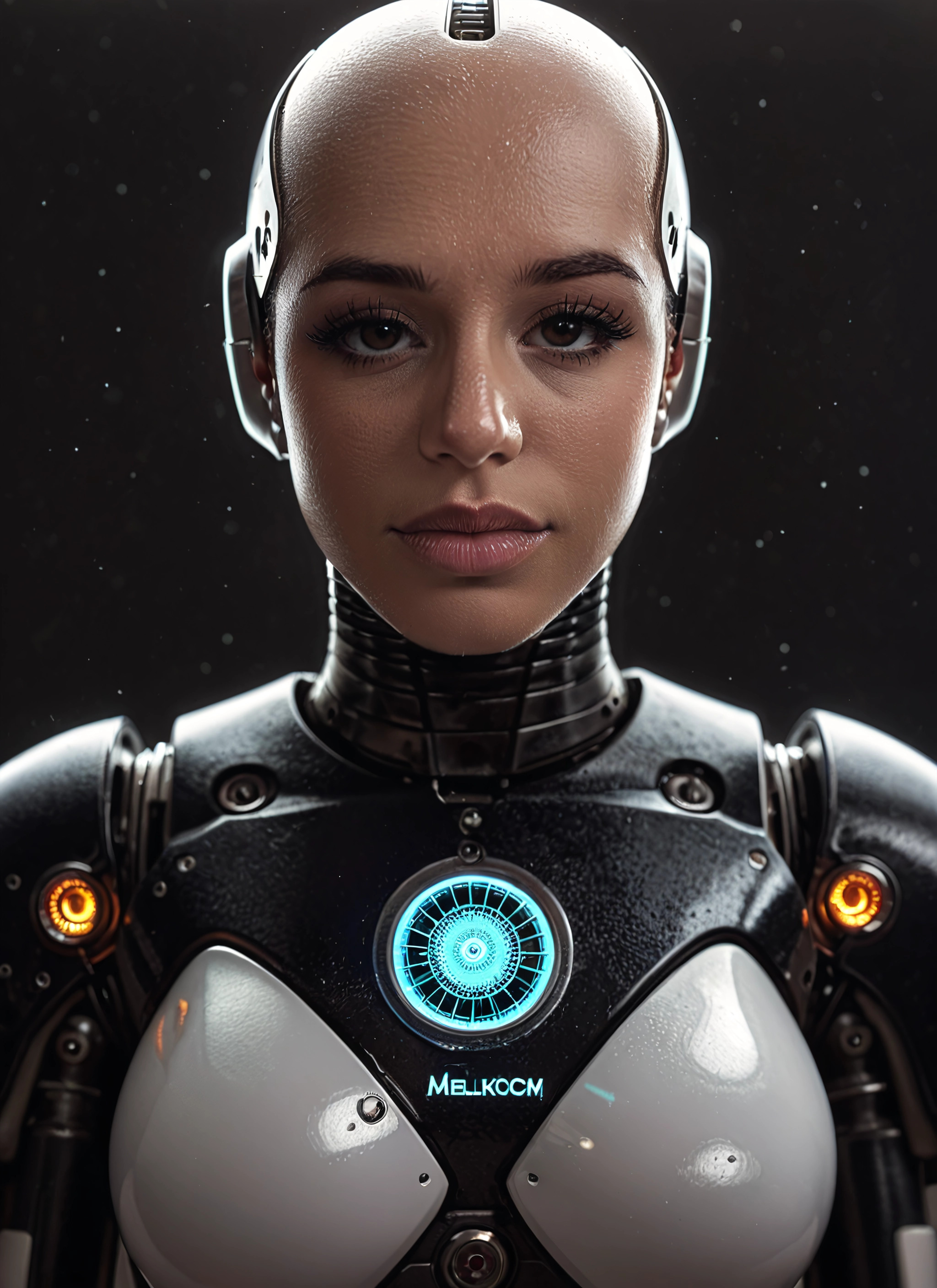 1girl, solo, bald, brown eyes, bald girl, science fiction · Yamete.gg