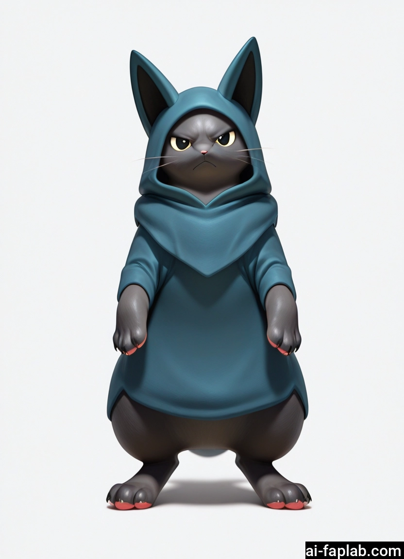furry, no humans, solo, white background, hood, simple background