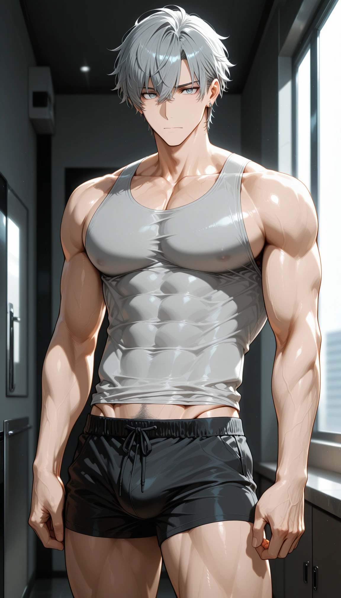 bara, 1boy, male focus, solo, muscular, pectorals