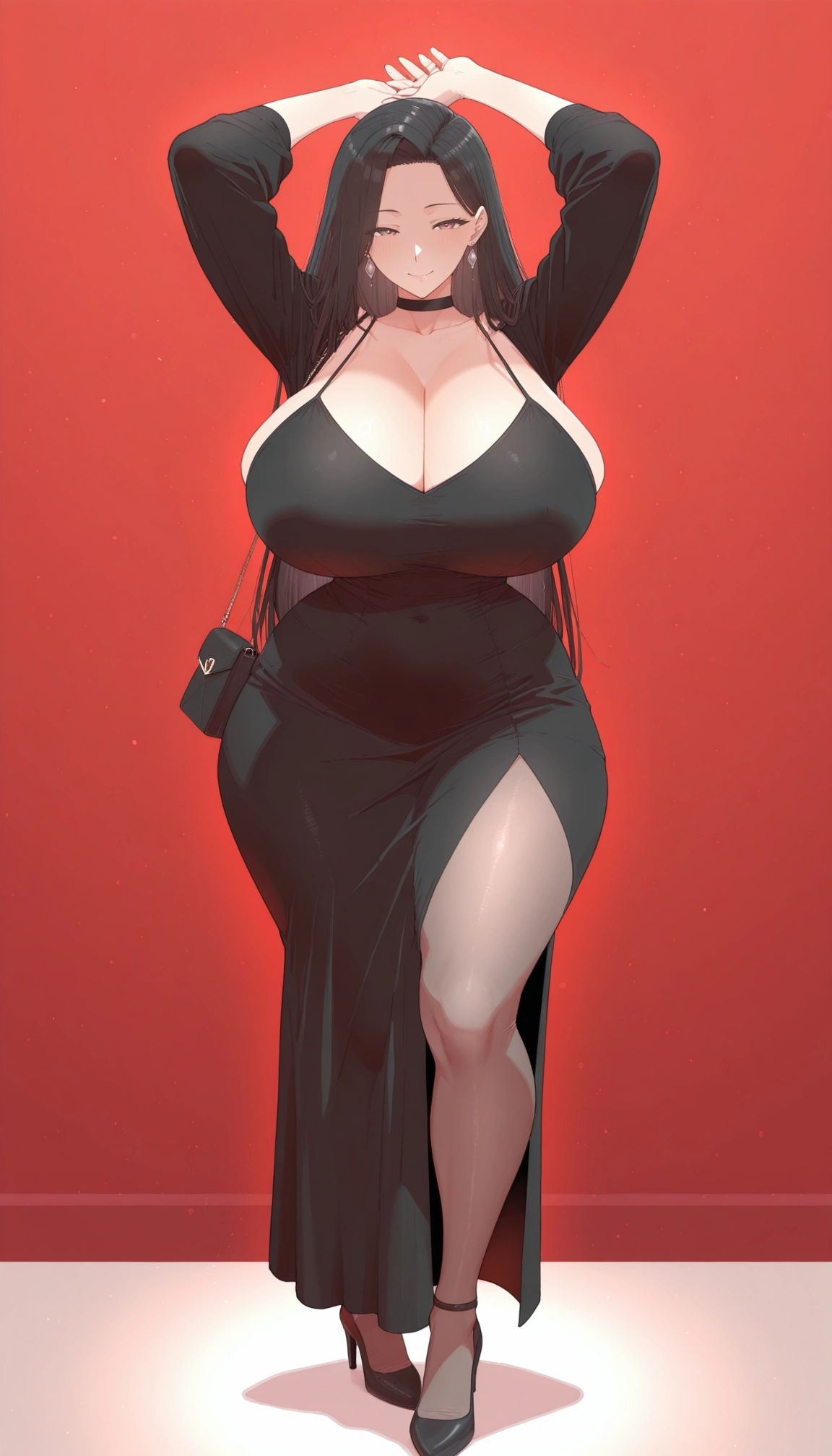 1girl, breasts, dress, jewelry, long hair, earrings · Yamete.gg