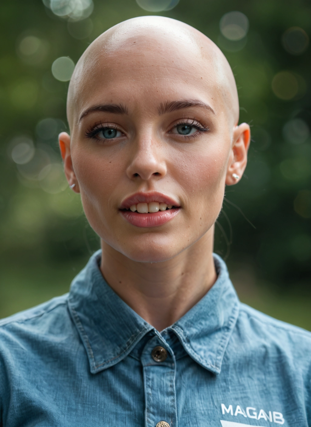 solo, bald, looking at viewer, shirt, teeth, realistic · Yamete.gg